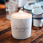Personalised Grandpa EST 2025 Minimalist  Espresso Cup<br><div class="desc">Celebrate a brand-new chapter with this sleek Grandpa EST 2025 espresso cup – the perfect small-but-mighty gift for a first-time grandfather. Styled with minimalist black script on a crisp white surface,  this espresso cup is both sentimental and sophisticated. Ideal for baby announcements,  Father’s Day,  or everyday appreciation.</div>