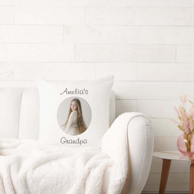 Personalised Grandpa Gift – Grandchild Face -  Cushion (Couch)