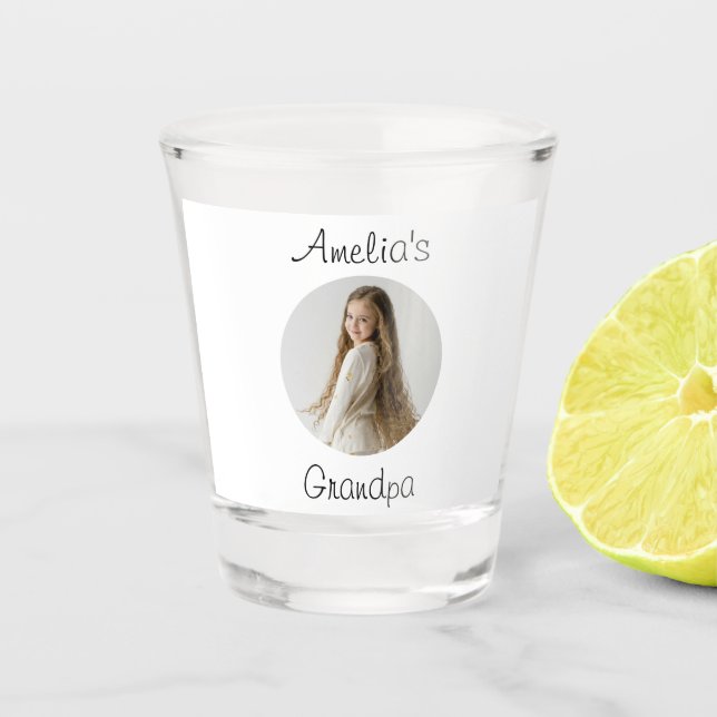 Personalised Grandpa Gift – Grandchild Face -  Shot Glass (Front)
