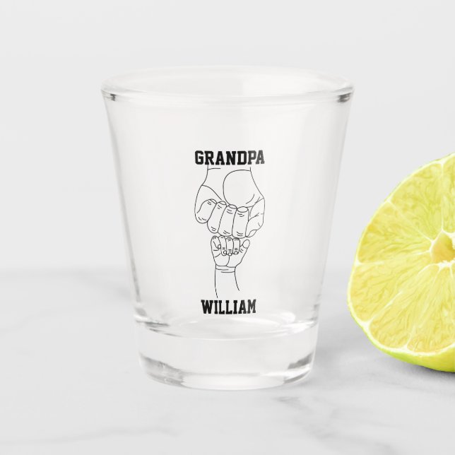 Personalised Grandpa Grandchild Gift 4 Grandfather Shot Glass (Front)