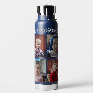 Personalised Grandpa   Grandkids Photos Water Bottle