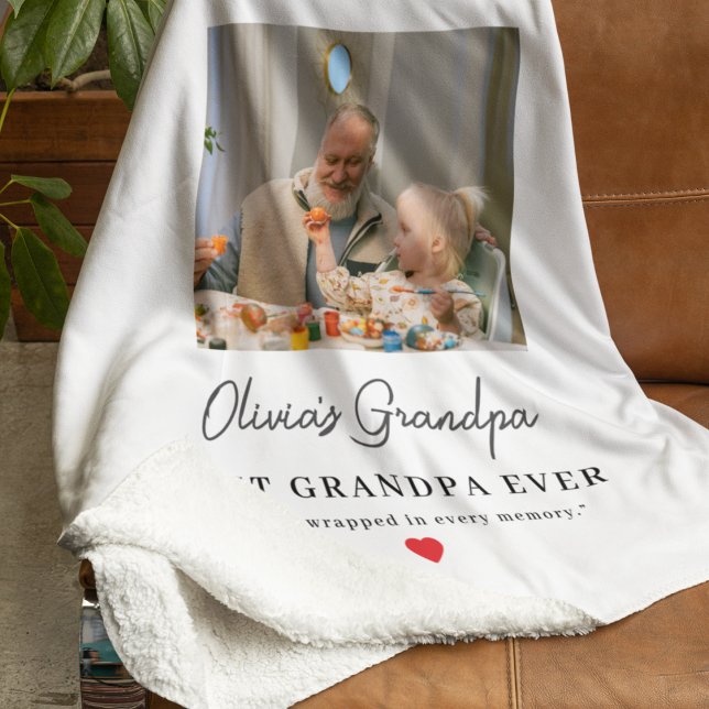 Personalised Grandpa Photo Gift Sherpa Blanket (Creator Uploaded)
