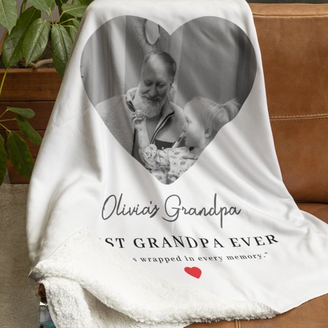 Personalised Grandpa Photo Gift Sherpa Blanket (Creator Uploaded)