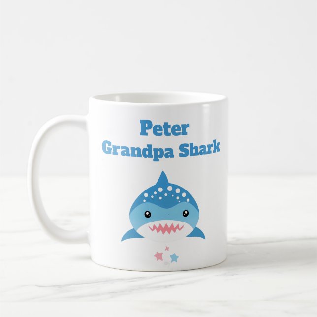 Personalised Grandpa Shark Custom Name  Coffee Mug (Left)