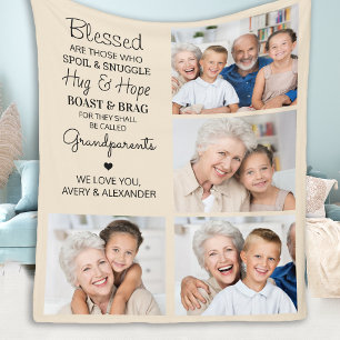 Personalised Grandparents Quote Photo Collage Fleece Blanket