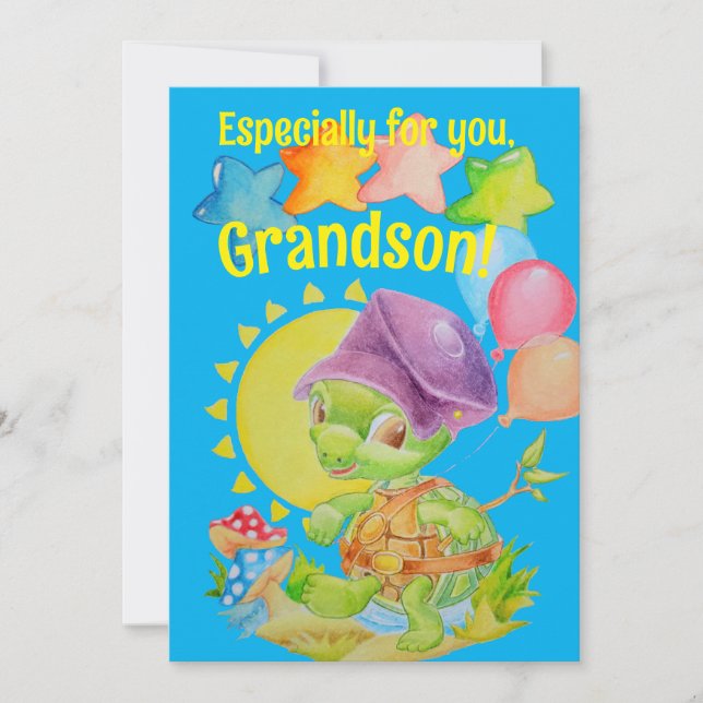 Personalised Grandson's Birthday Greeting Card  (Front)
