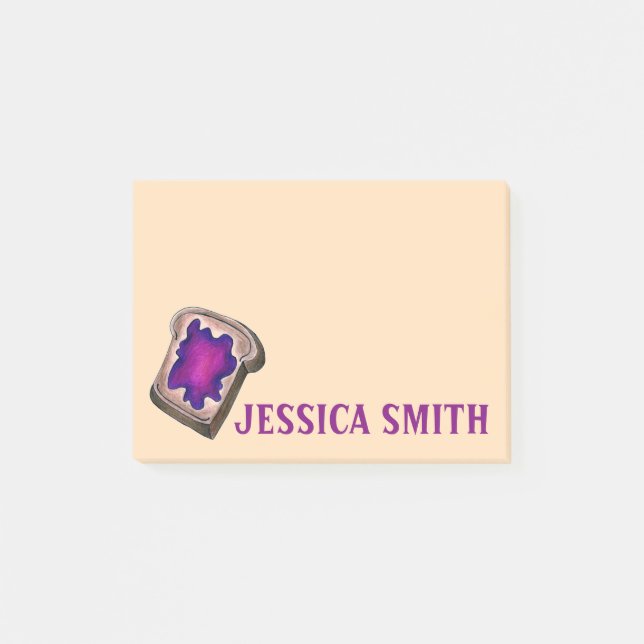 Personalised Grape Jam Jelly Toast Foodie Post Its Post-it Notes (Front)