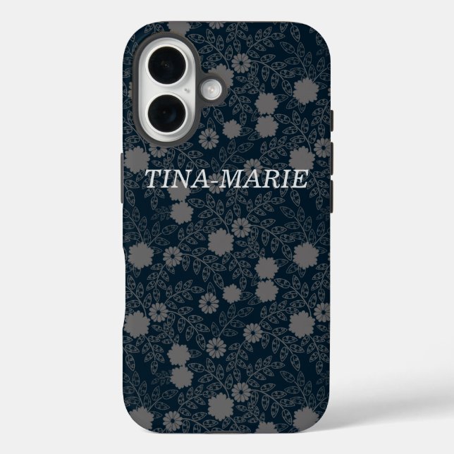 Personalised Graphic Black & Grey Flower Design  Case-Mate iPhone Case (Back)