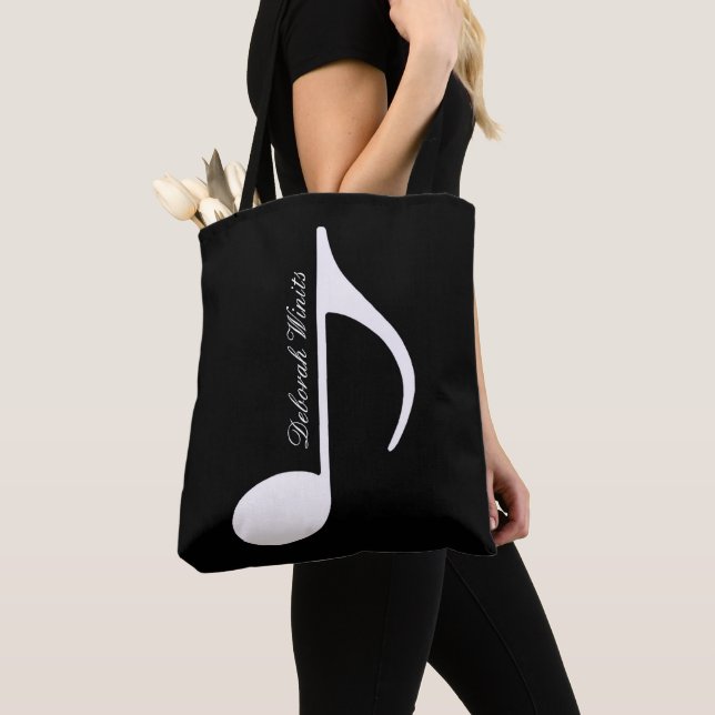 Personalised graphic musical note tote with name (Close Up)
