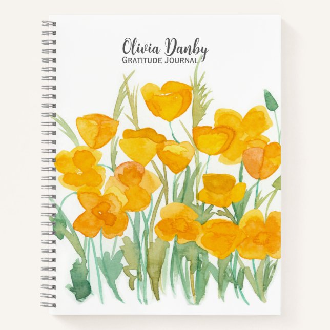 Personalised Gratitude Journal California Poppies (Front)