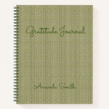 Personalised Gratitude Journal, Green Notebook