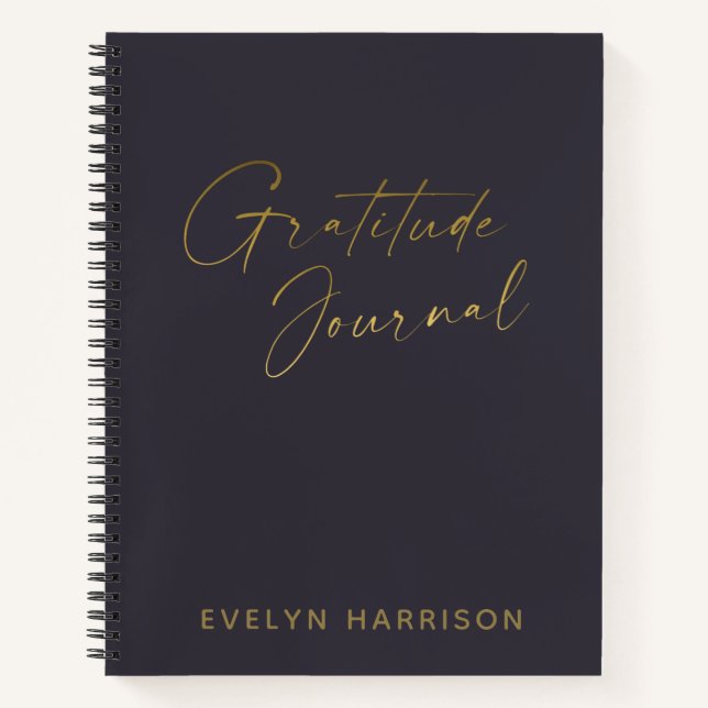 Personalised Gratitude Journal in Indigo Blue Gold (Front)
