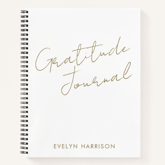Personalised Gratitude Journal in White and Gold (Front)