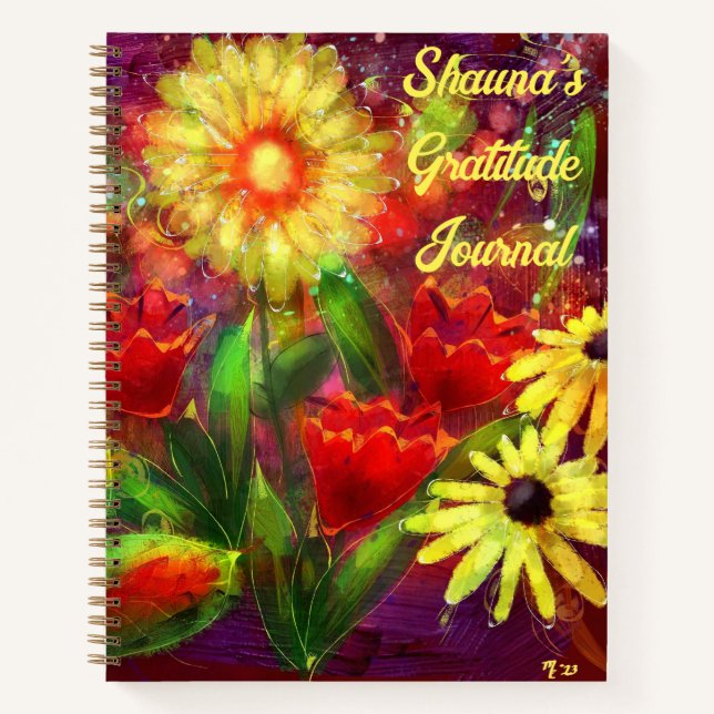 Personalised Gratitude Journal w/Floral Abstract (Front)