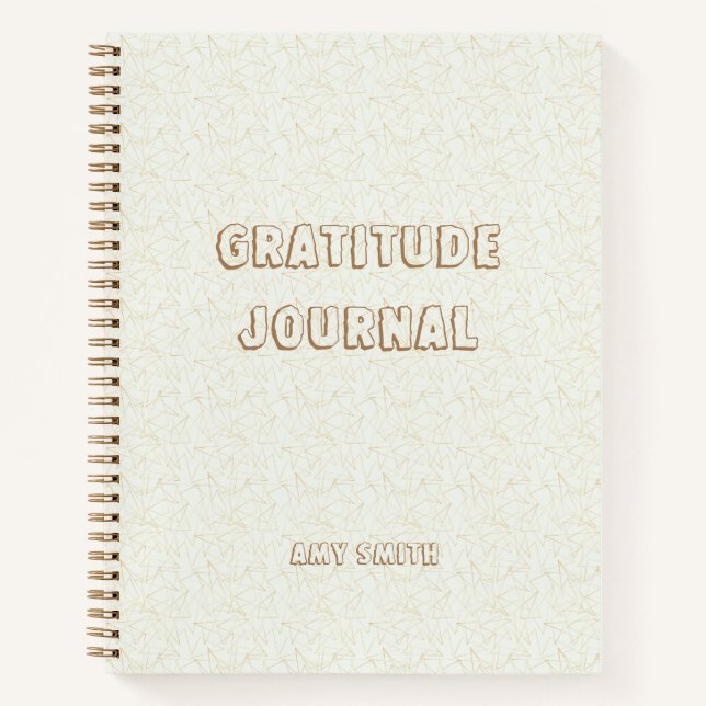 Personalised Gratitude Journal, White with Gold  Notebook (Front)