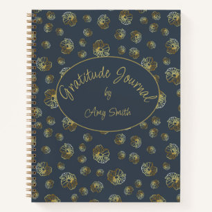 Personalised Gratitude Journal With Gold Flowers