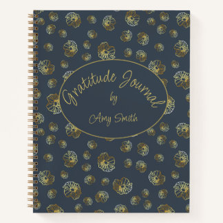 Personalised Gratitude Journal With Gold Flowers