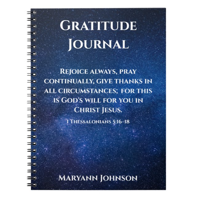 Personalised Gratitude Journal with Starry Night (Front)