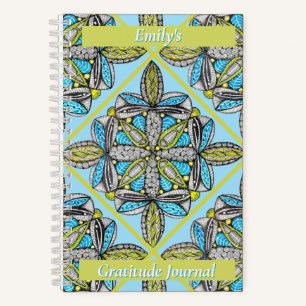 Personalised Gratitude Quote Journal Blue & Lime