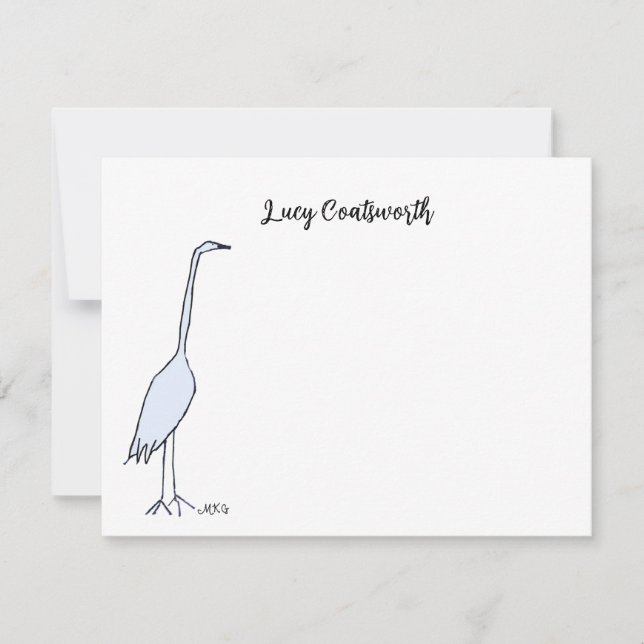 Personalised Great Blue Heron Boho Bird Artwork Card (Front)
