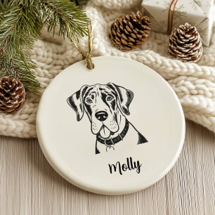 Personalised Great Dane Dog Christmas Ceramic Tree Decoration