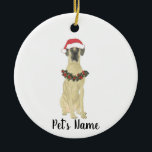 Personalised Great Dane (Fawn) Ceramic Tree Decoration<br><div class="desc">Make the nice list this year with a personalised ornament of your favourite little elf!</div>