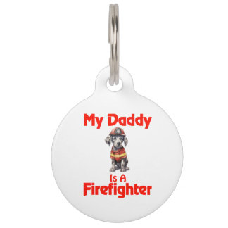 Personalised Great Dane My Daddy Is A Firefighter Pet Tag
