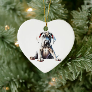 Personalised Great Dane Puppy Ceramic Tree Decoration