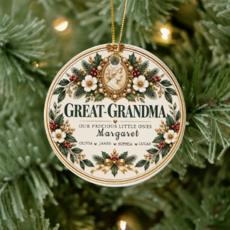 Personalised Great-Grandma Christmas Keepsake Ceramic Tree Decoration
