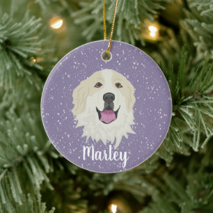 Personalised Great Pyrenees Badger Markings Ceramic Tree Decoration