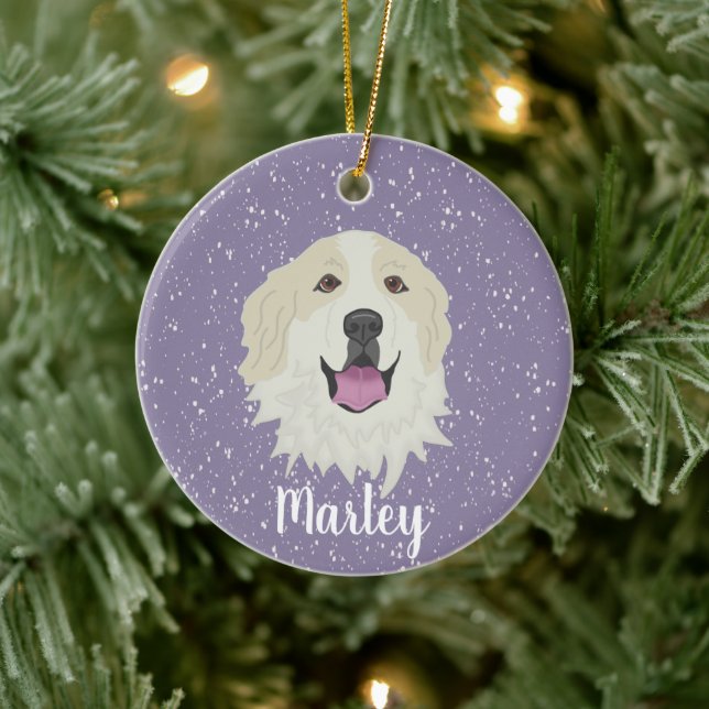 Personalised Great Pyrenees Badger Markings Ceramic Tree Decoration (Tree)