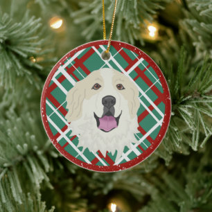 Personalised Great Pyrenees Badger Markings Ceramic Tree Decoration