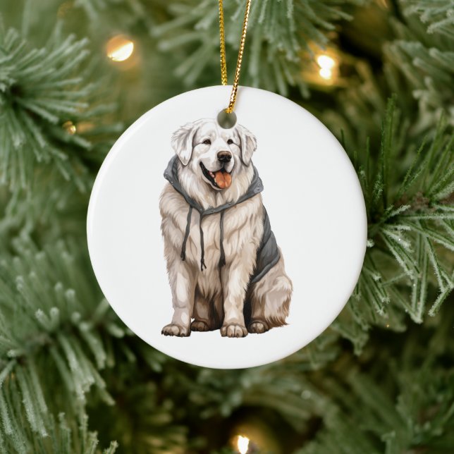 Personalised Great Pyrenees Dog Ceramic Tree Decoration (Tree)