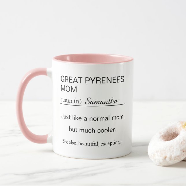 Personalised Great Pyrenees Mum Definition Mug (With Donut)