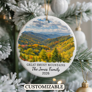 Personalised Great Smoky Mountains, North Carolina Ceramic Tree Decoration