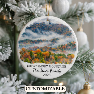 Personalised Great Smoky Mountains, North Carolina Ceramic Tree Decoration