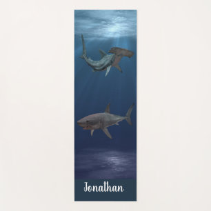 Personalised Great White and Hammerhead Sharks Yoga Mat