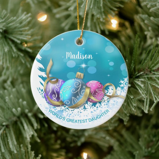 Personalised Greatest Daughter Christmas Ceramic Tree Decoration (Tree)