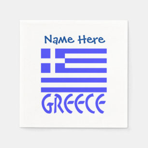 Personalised Greece Flag Name Paper Napkin