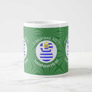 Personalised Greek Blonde Angel Christmas Flag  Large Coffee Mug