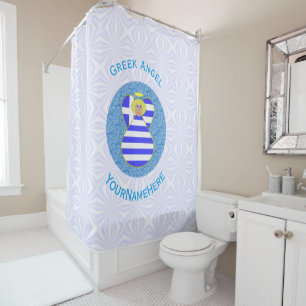 Personalised Greek Blonde Angel Flag Shower Curtain