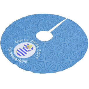 Personalised Greek Blonde Angel Hanukkah Flag Brushed Polyester Tree Skirt