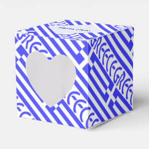Personalised Greek Flag Tiled Heart Favour Box