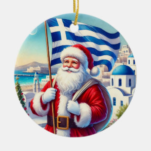 Personalised Greek Santa Christmas Ornament