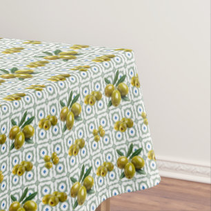 Personalised Greek Tiled Olives Tablecloth