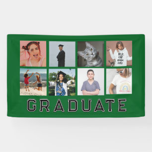 Personalised Green 8 Photo Collage Graduation Banner