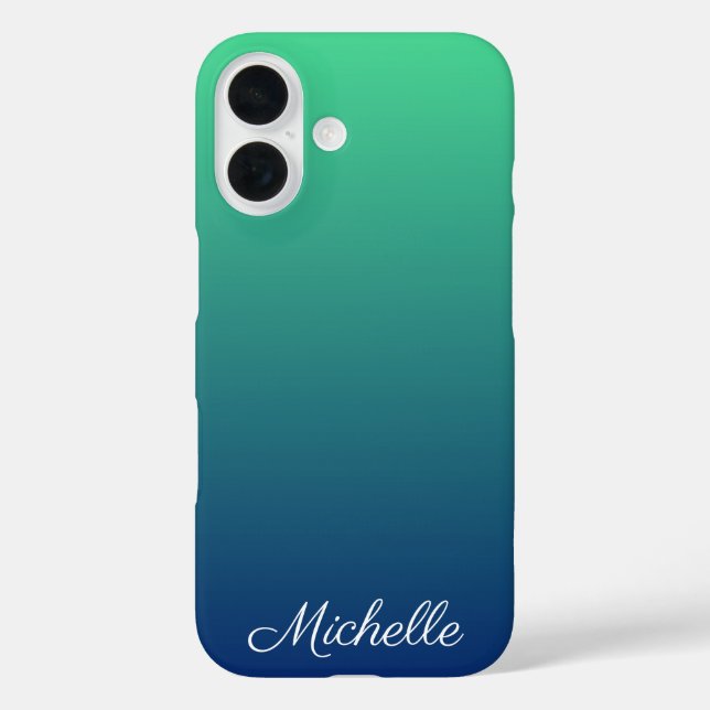Personalised green and blue ombre Case-Mate iPhone case (Back)