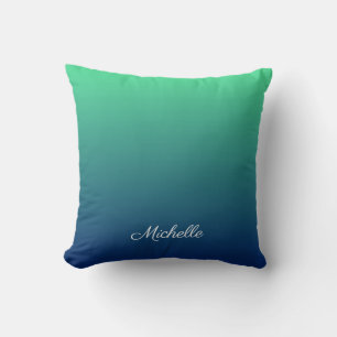 Personalised green and blue ombre cushion