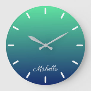 Personalised green and blue ombre large clock