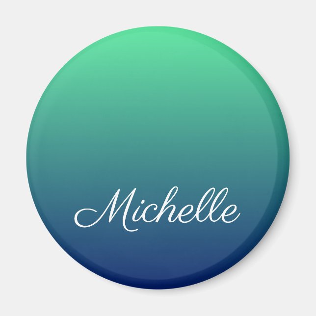 Personalised green and blue ombre magnet (Front)